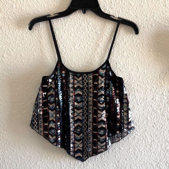 RUE21 COLORFUL SEQUINS BOHO PRINT TANK TOP/EUC - Picture 3 of 14